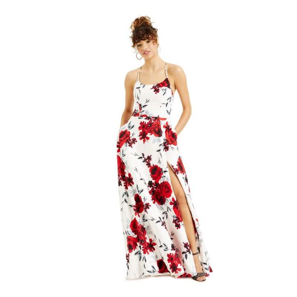 SPEECHLESS Womens Spaghetti Strap Scoop Neck Full-Length Prom Fit + Flare Dress - Picture 1 of 4